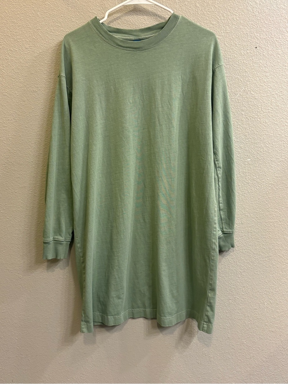 Old Navy Sage Green Long Sleeve T-Shirt Dress Medium | Oversized | Cotton